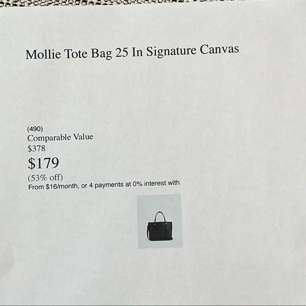 Coach Brown Signature Tote with Pink Trim and Tag - Picture 6 of 6